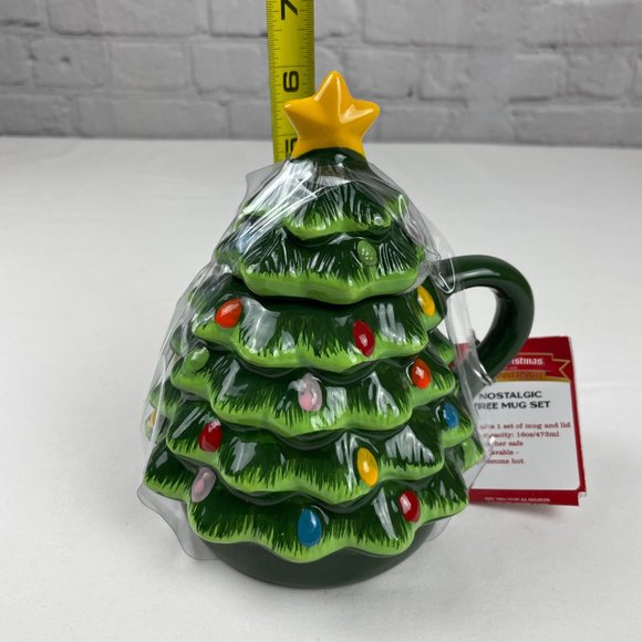 Mr Christmas Nostalgic Christmas Tree Mug with Lid Topper Set 16oz - Picture 6 of 7